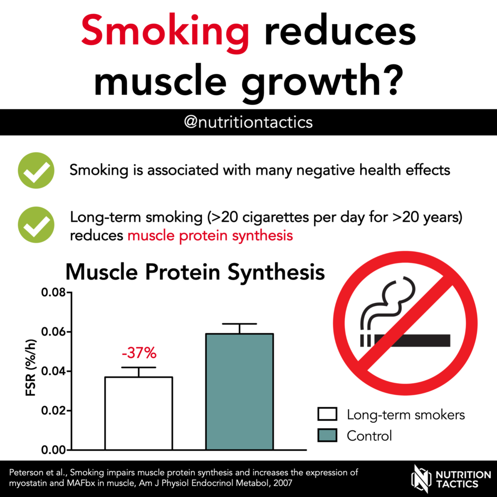 Infographic Smoking reduces muscle growth? Yes