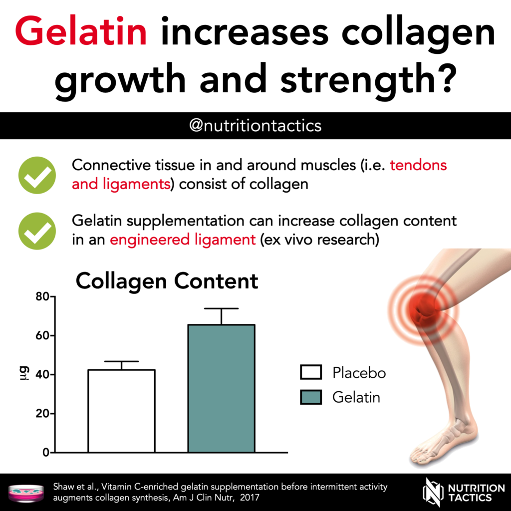 Gelatin increases collagen growth and strength?