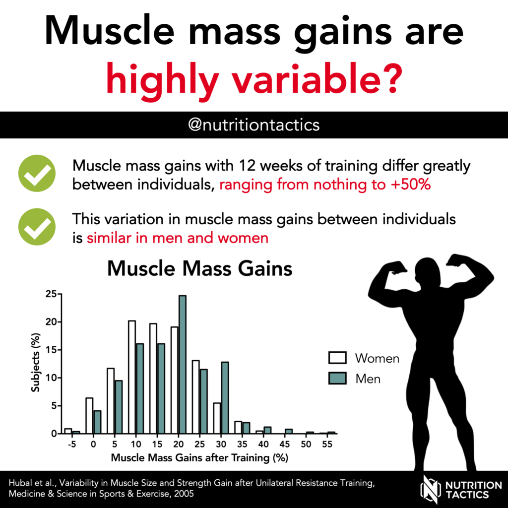Muscle mass gains are highly variable? Yes. Infographic