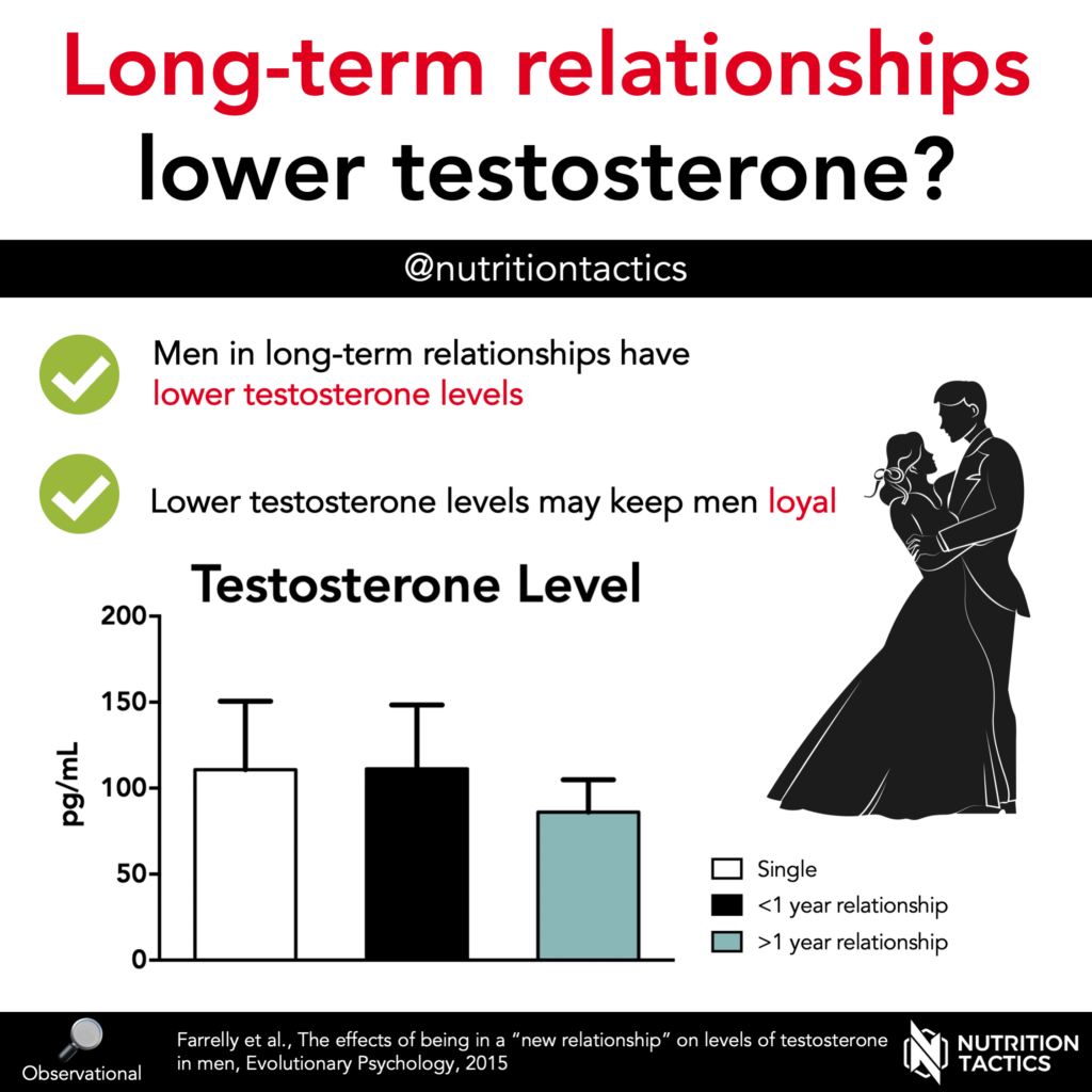 Long-term relationships lower testosterone? Yes. Infographic